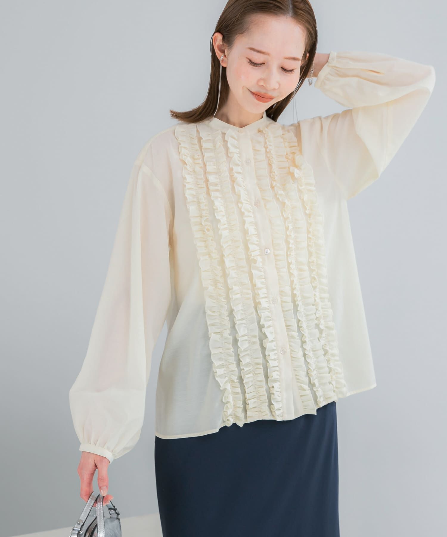 URBAN RESEARCH ROSSO「フロントフリルデザインブラウス」|シャツ・ブラウス|