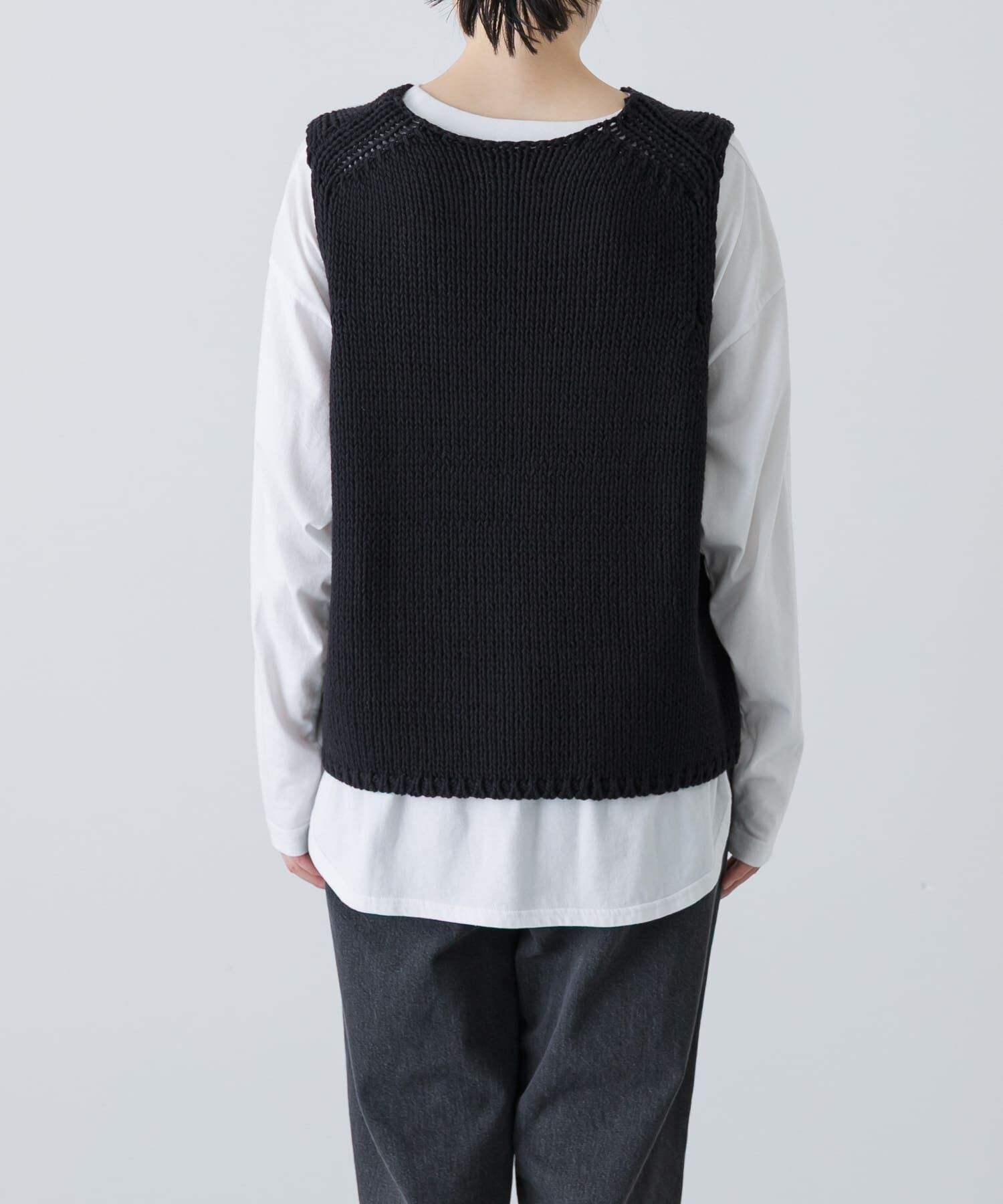 かぐれ「コットンローゲージニットベスト」|ベスト・ジレ|