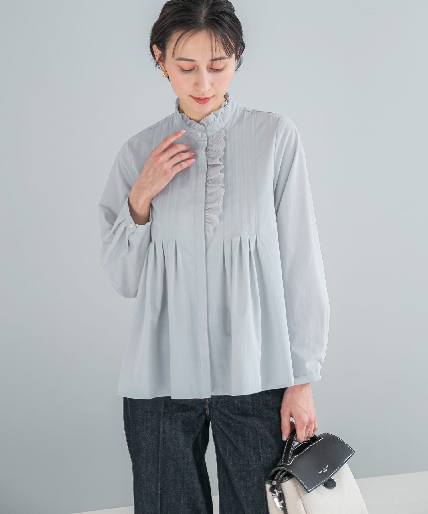 URBAN RESEARCH ROSSO「『WEB限定』フリルネックレースデザインシャツブラウス」|シャツ・ブラウス|