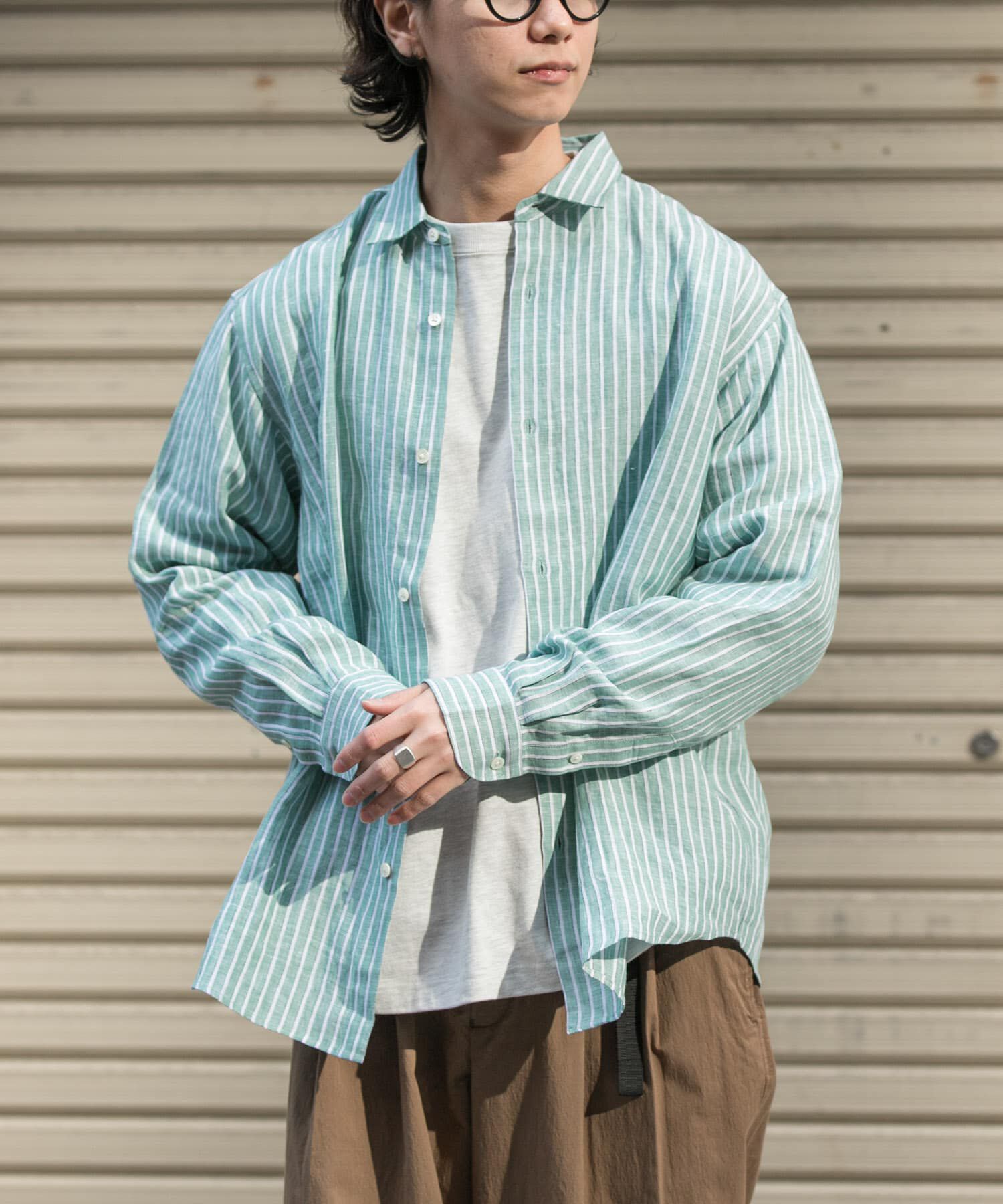 URBAN RESEARCH DOORS「FORK&SPOON　フレンチリネンロングスリーブシャツ」|シャツ・ブラウス|