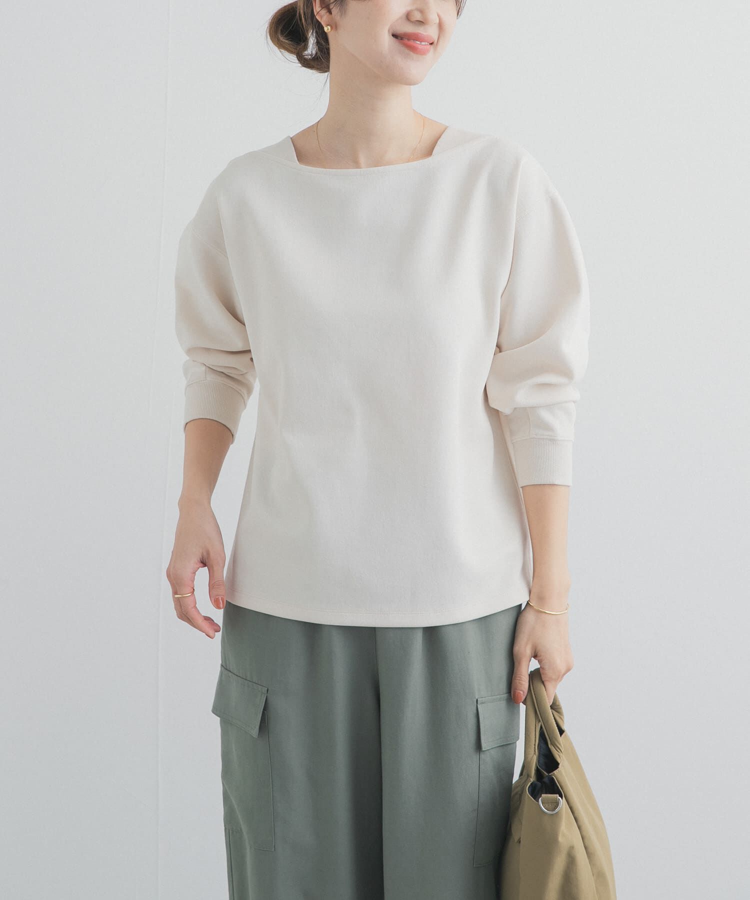 URBAN RESEARCH DOORS「強撚ダンボールボートネックプルオーバー」|Tシャツ・カットソー|ホワイト系その他