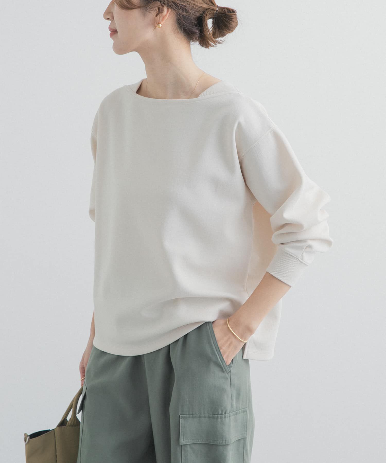 URBAN RESEARCH DOORS「強撚ダンボールボートネックプルオーバー」|Tシャツ・カットソー|