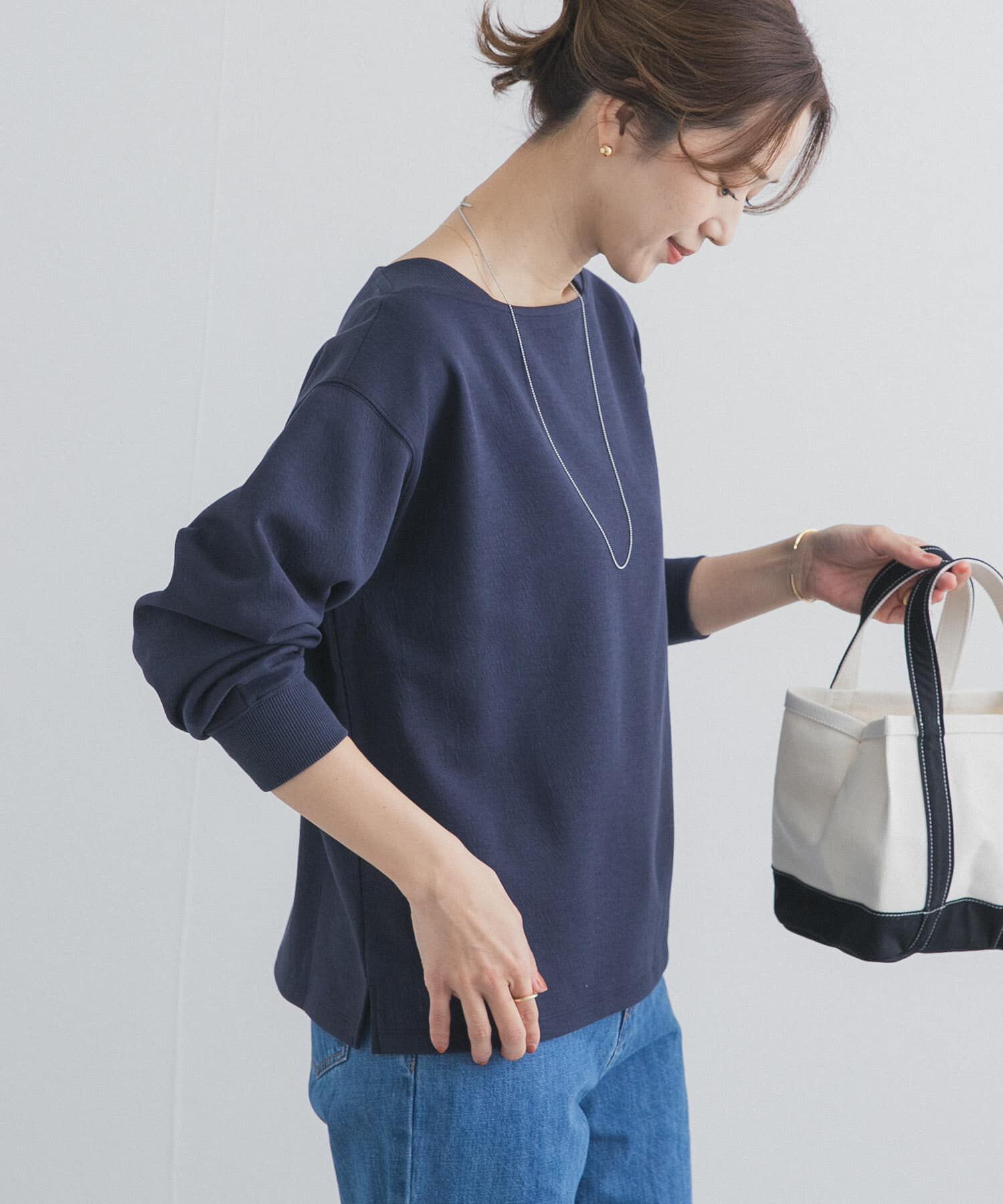 URBAN RESEARCH DOORS「強撚ダンボールボートネックプルオーバー」|Tシャツ・カットソー|