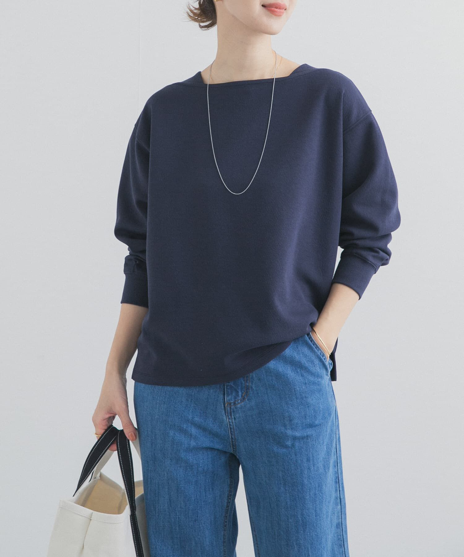 URBAN RESEARCH DOORS「強撚ダンボールボートネックプルオーバー」|Tシャツ・カットソー|