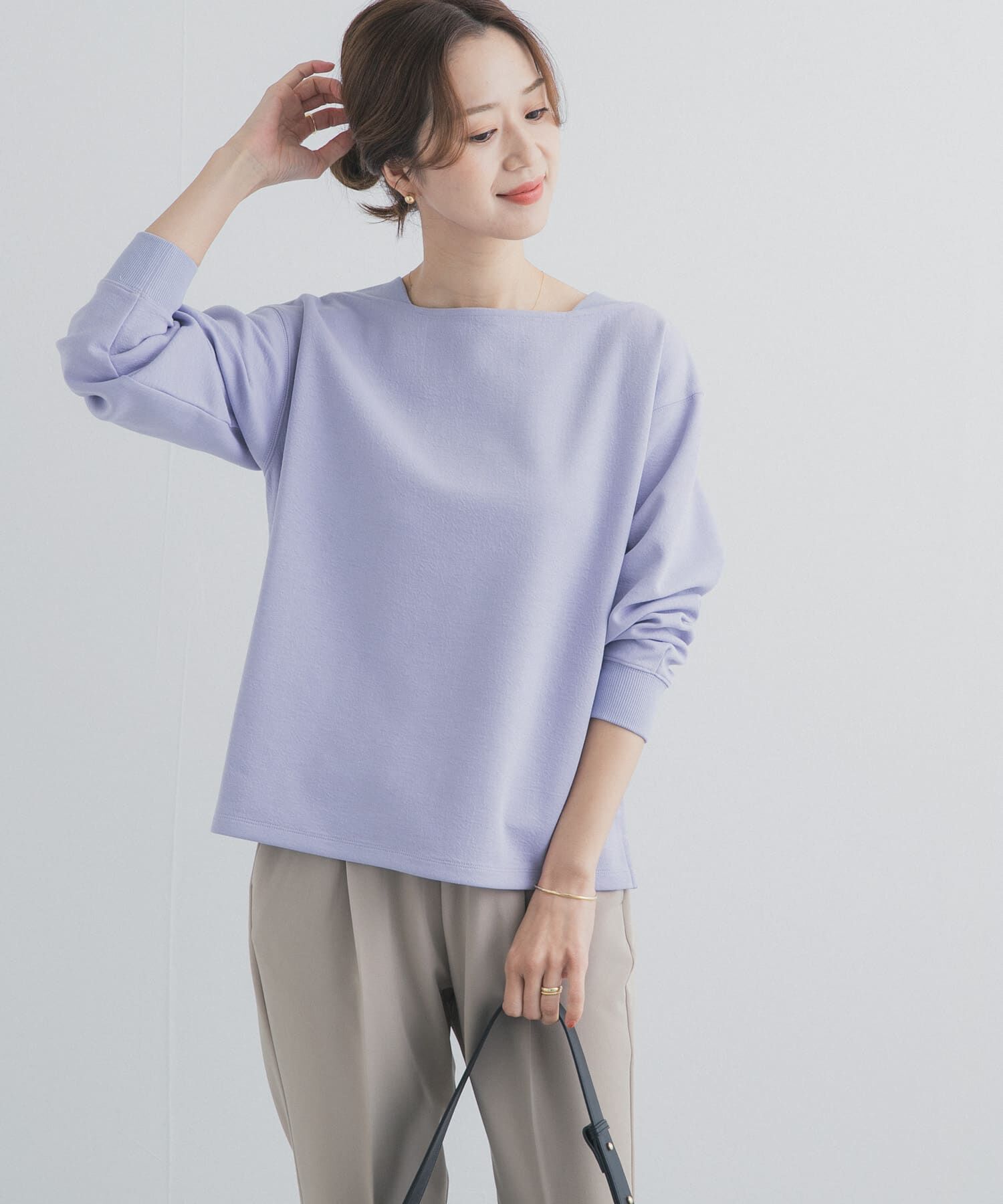 URBAN RESEARCH DOORS「強撚ダンボールボートネックプルオーバー」|Tシャツ・カットソー|