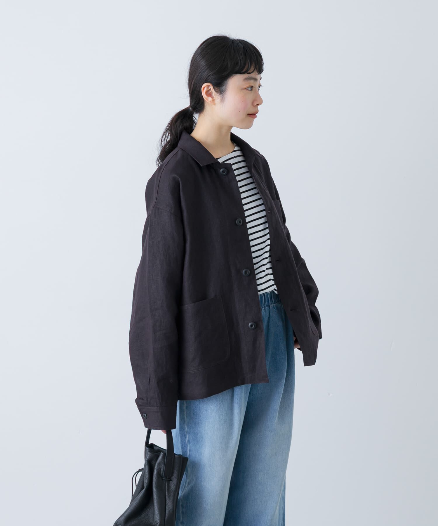 かぐれ「『ユニセックス』リネンカバーオール」|その他|チャコールグレー