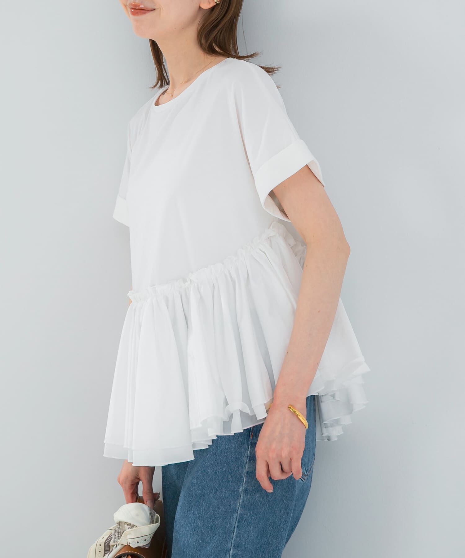 URBAN RESEARCH ROSSO「タフタドッキングティアードTEEブラウス」|Tシャツ・カットソー|