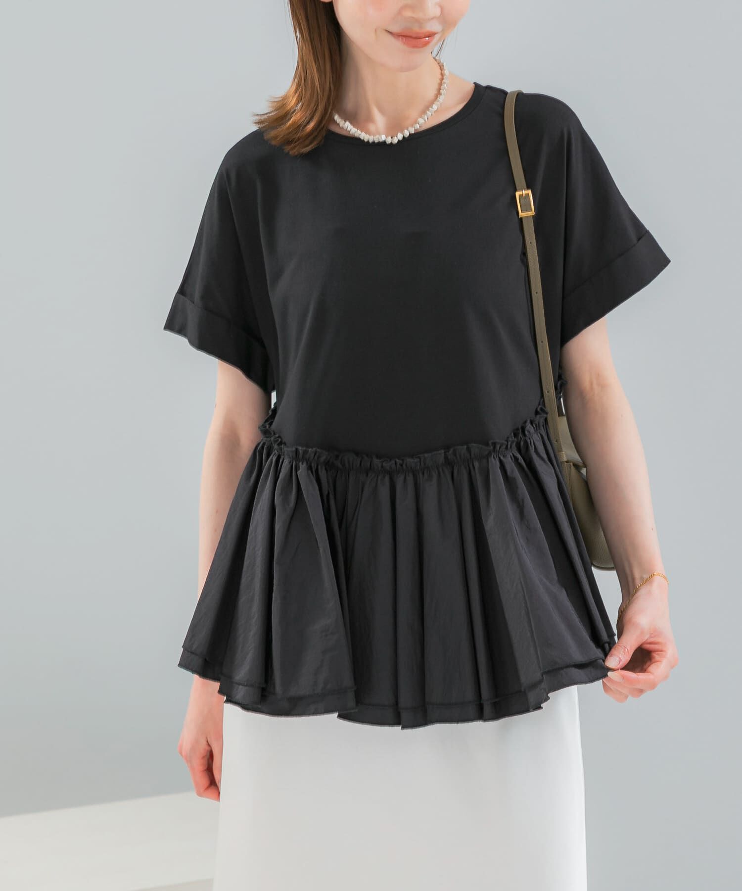 URBAN RESEARCH ROSSO「タフタドッキングティアードTEEブラウス」|Tシャツ・カットソー|