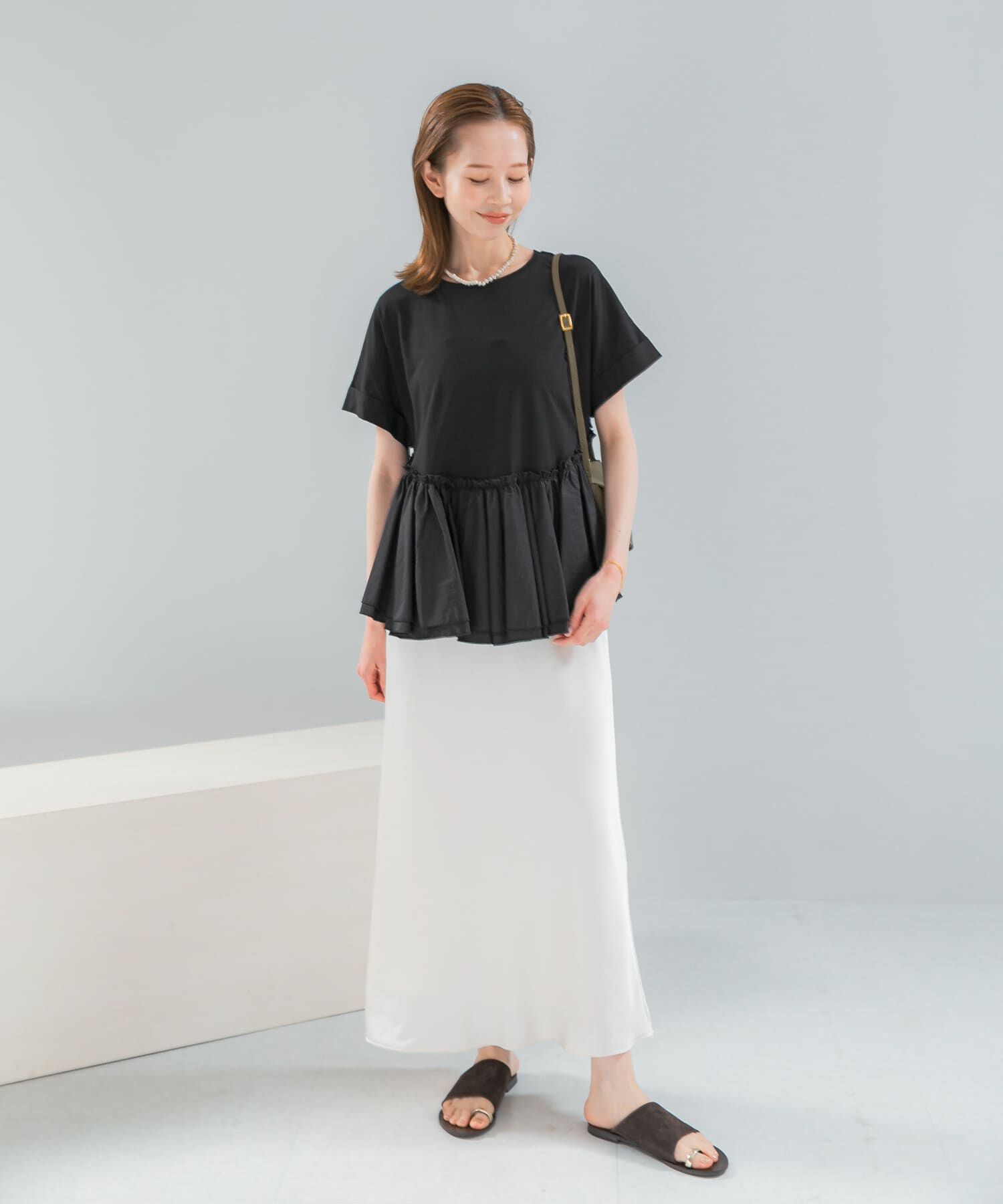 URBAN RESEARCH ROSSO「タフタドッキングティアードTEEブラウス」|Tシャツ・カットソー|