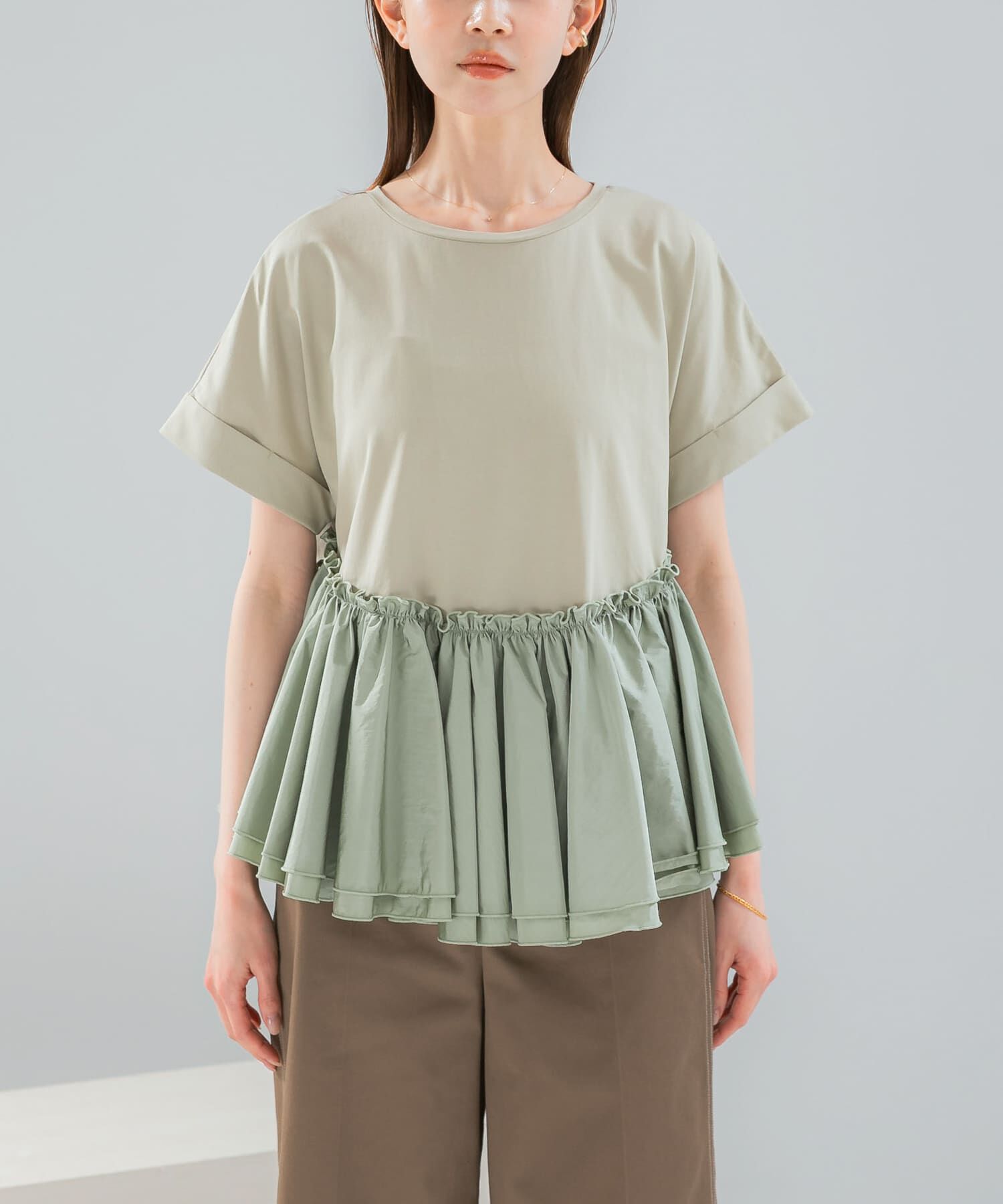 URBAN RESEARCH ROSSO「タフタドッキングティアードTEEブラウス」|Tシャツ・カットソー|