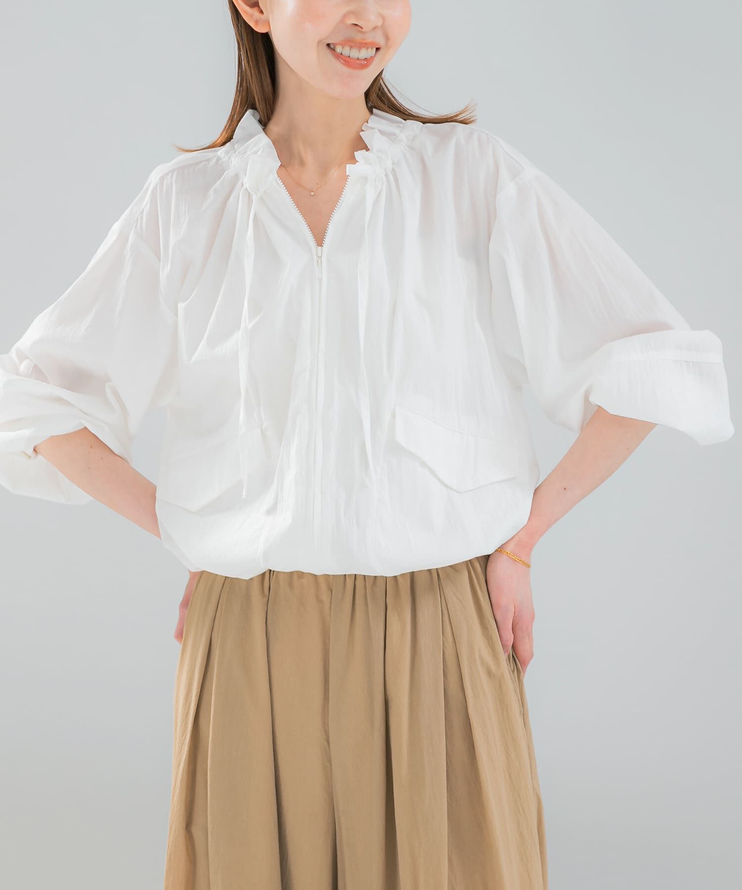 URBAN RESEARCH ROSSO「フロントジップフリルブラウス」|シャツ・ブラウス|