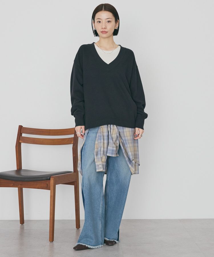 AMERICAN HOLIC「Vネックスムース起毛プルオーバー」|スウェット・ジャージ|