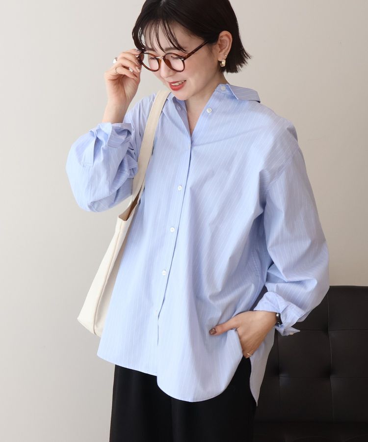 AMERICAN HOLIC「【マルチ機能】ベーシックシャツ」|シャツ・ブラウス|ストライプブルー