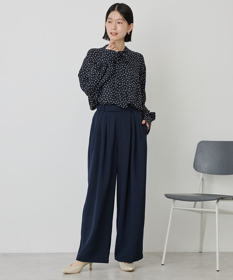 AMERICAN HOLIC「【イージーケア】ドット柄ボウタイブラウス」|シャツ・ブラウス|