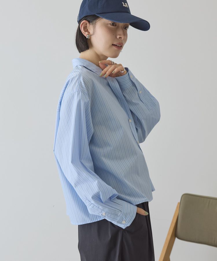 AMERICAN HOLIC「【イージーケア】ショート丈ストライプシャツ」|シャツ・ブラウス|