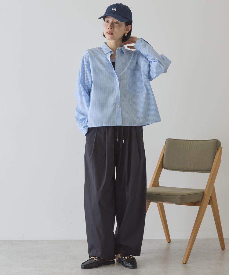 AMERICAN HOLIC「【イージーケア】ショート丈ストライプシャツ」|シャツ・ブラウス|