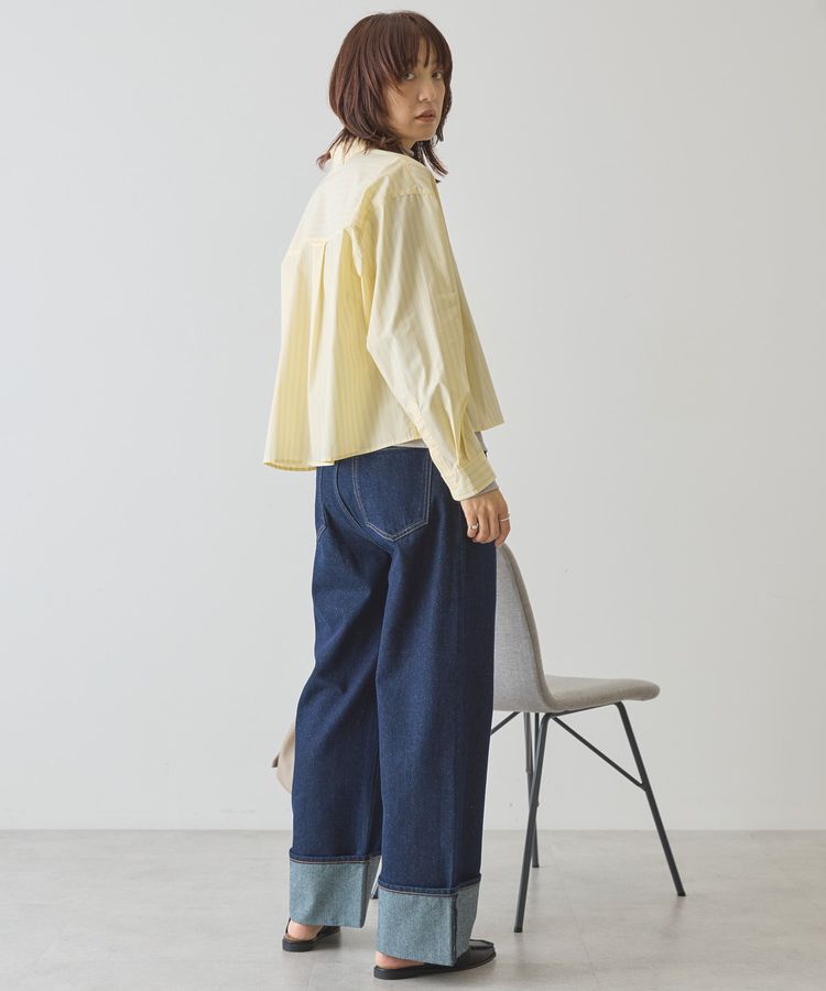 AMERICAN HOLIC「【イージーケア】ショート丈ストライプシャツ」|シャツ・ブラウス|