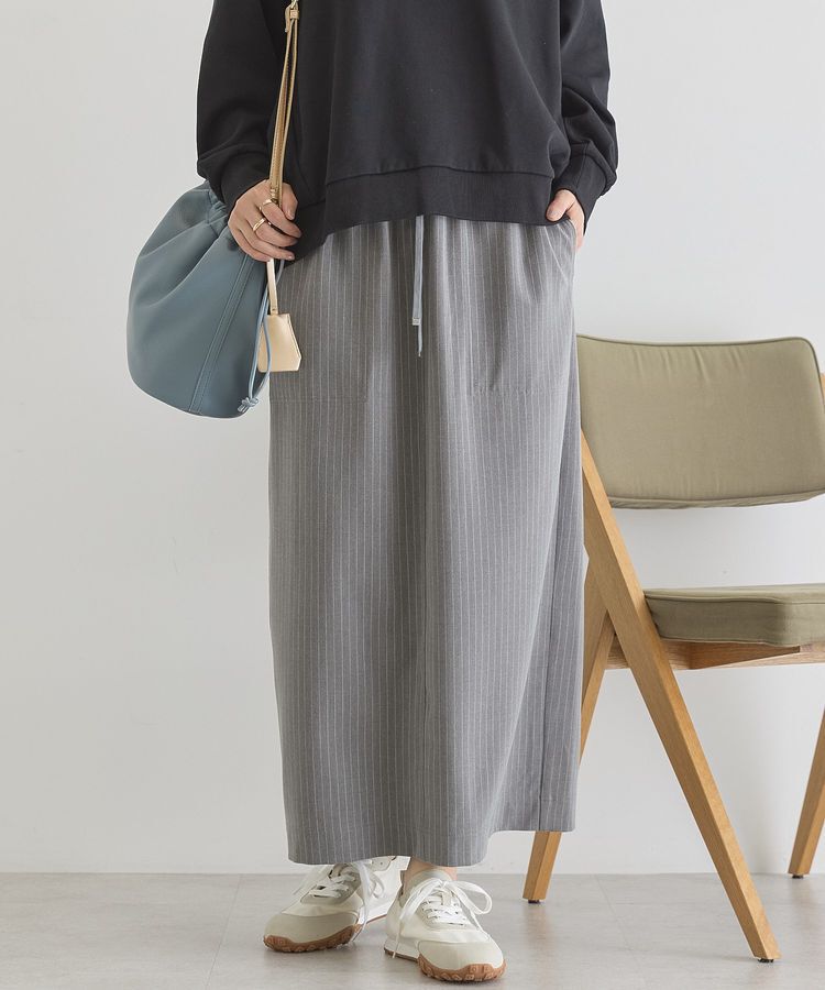 AMERICAN HOLIC「【イージーケア】ベイカータイトスカート」|タイト|ストライプグレー