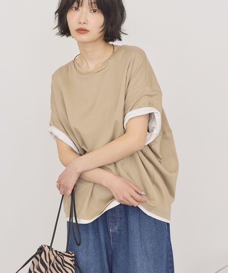 AMERICAN HOLIC「【接触冷感+UVカット】半袖コクーンカットプルオーバー」|Tシャツ・カットソー|