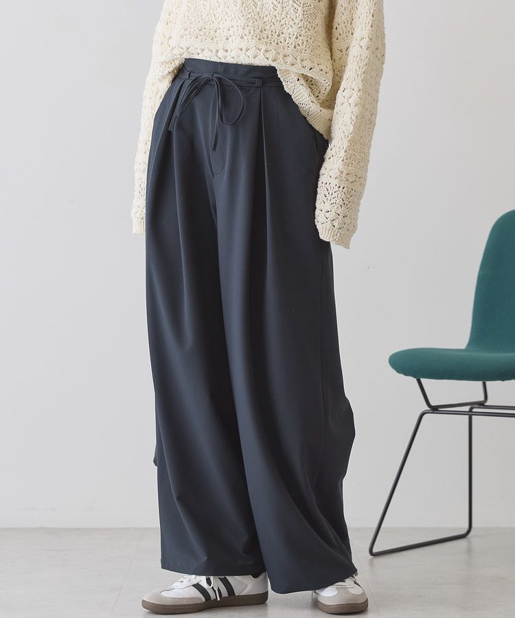 AMERICAN HOLIC「【イージーケア】リボン付きタックワイドパンツ」|その他|Navy