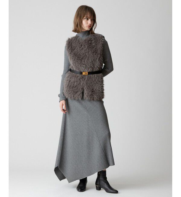 allureville「ジャガードフェイクファーコンビニットジレ」|ベスト・ジレ|