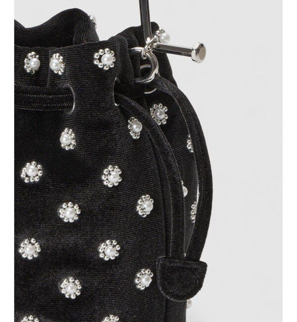 LOULOU WILLOUGHBY「【LOULOU WILLOUGHBY】パール刺繍ベロア巾着ハンドバッグ」|ショルダー・メッセンジャー|