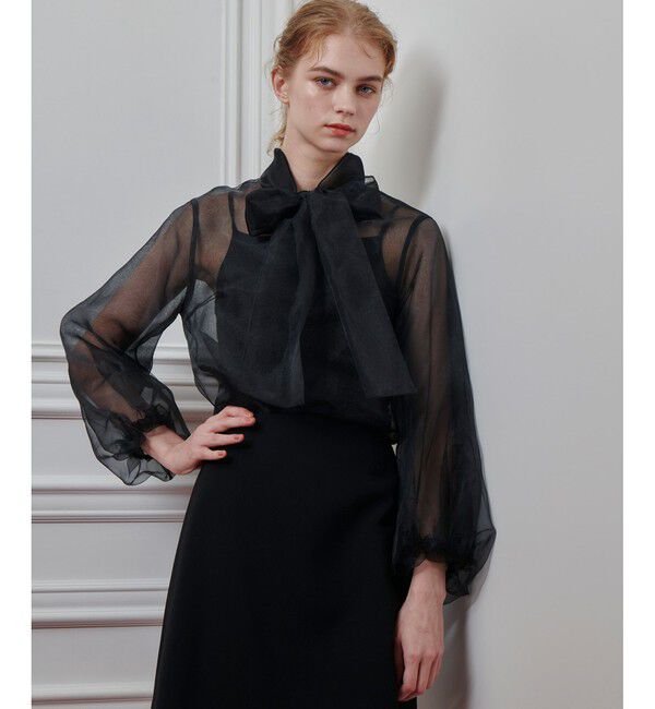 LOULOU WILLOUGHBY「【LOULOU WILLOUGHBY】オーガンリボンブラウス」|シャツ・ブラウス|