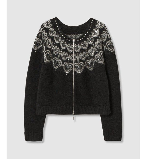 LOULOU WILLOUGHBY「【LOULOU WILLOUGHBY】ハートJQニットブルゾン」|ブルゾン・スタジャン|