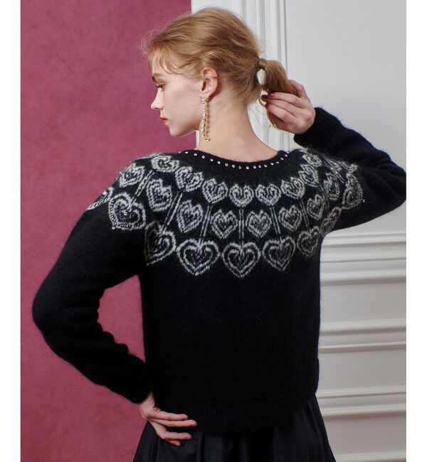 LOULOU WILLOUGHBY「【LOULOU WILLOUGHBY】ハートJQニットブルゾン」|ブルゾン・スタジャン|