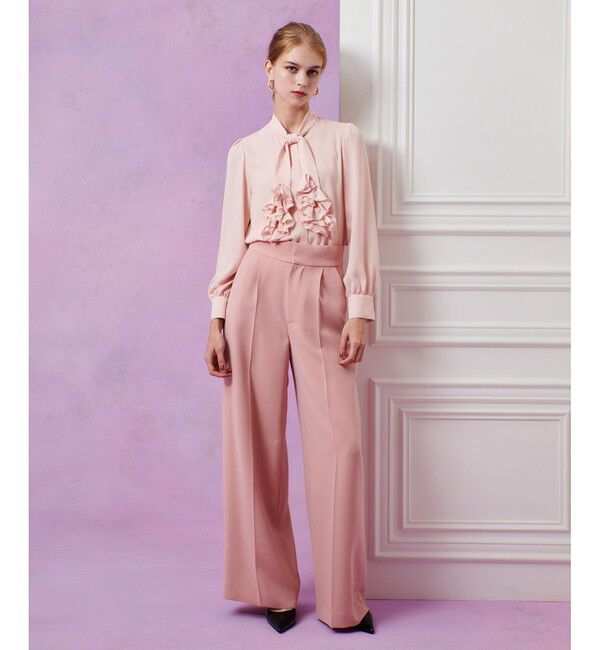 LOULOU WILLOUGHBY「【LOULOU WILLOUGHBY】ダブルクロスハイウエストサロペットパンツ」|チノ|