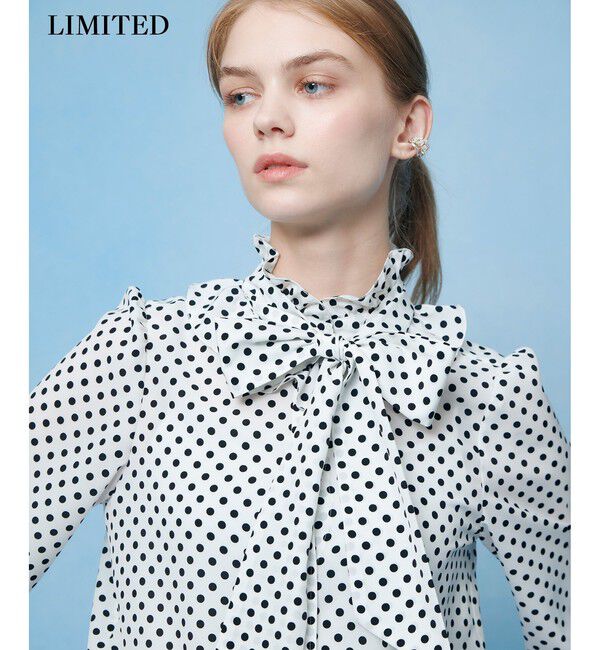 LOULOU WILLOUGHBY「◇【LOULOU WILLOUGHBY】デシンドットフリルボウタイブラウス」|シャツ・ブラウス|オフホワイト