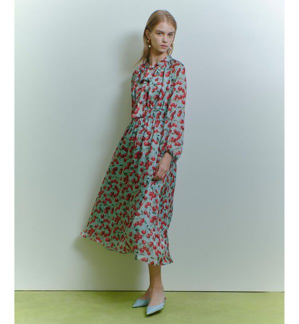 LOULOU WILLOUGHBY「【LOULOU WILLOUGHBY】LISAチェリープリント リボンワンピース」|ワンピース|