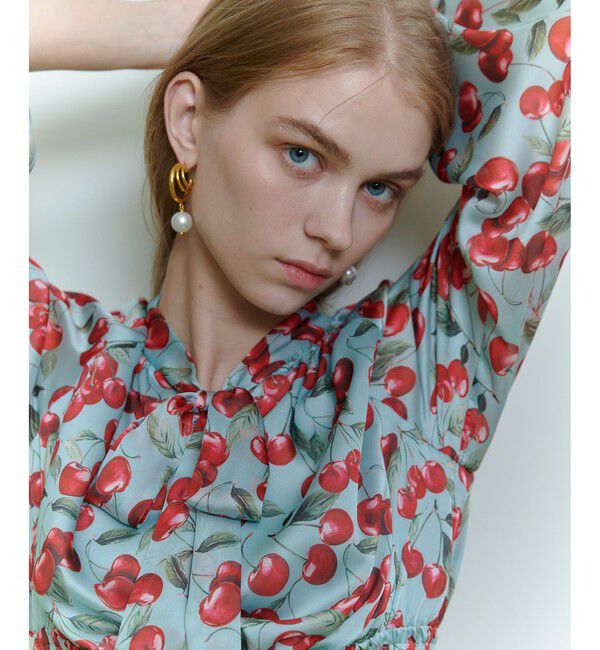 LOULOU WILLOUGHBY「【LOULOU WILLOUGHBY】LISAチェリープリント リボンワンピース」|ワンピース|