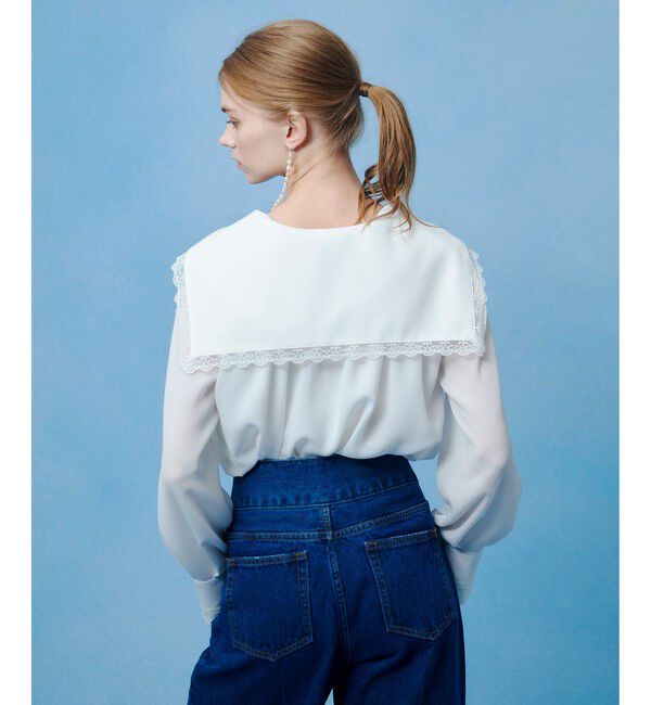 LOULOU WILLOUGHBY「【LOULOU WILLOUGHBY】セーラーカラージョーゼットブラウス」|シャツ・ブラウス|