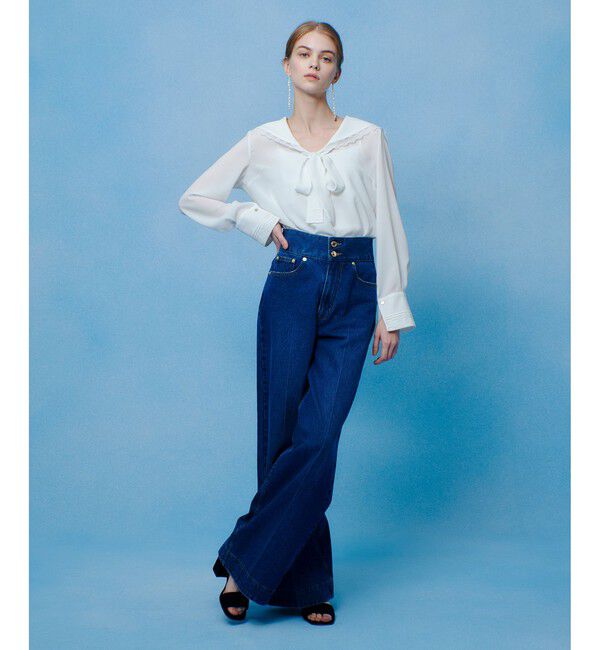 LOULOU WILLOUGHBY「【LOULOU WILLOUGHBY】セーラーカラージョーゼットブラウス」|シャツ・ブラウス|