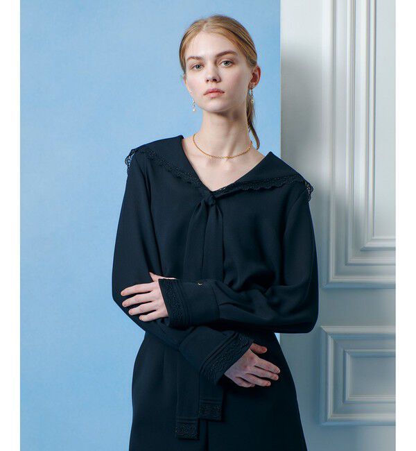 LOULOU WILLOUGHBY「【LOULOU WILLOUGHBY】セーラーカラージョーゼットブラウス」|シャツ・ブラウス|