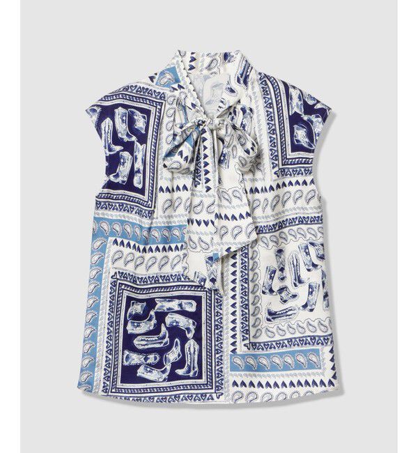 LOULOU WILLOUGHBY「WEB 一部店舗限定【LOULOU WILLOUGHBY】ウエスタンスカーフプリントリボンブラウス」|シャツ・ブラウス|