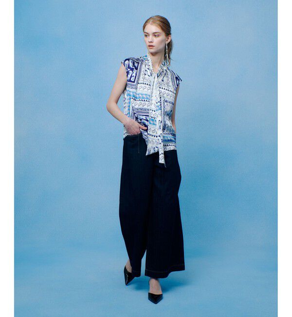 LOULOU WILLOUGHBY「WEB 一部店舗限定【LOULOU WILLOUGHBY】ウエスタンスカーフプリントリボンブラウス」|シャツ・ブラウス|