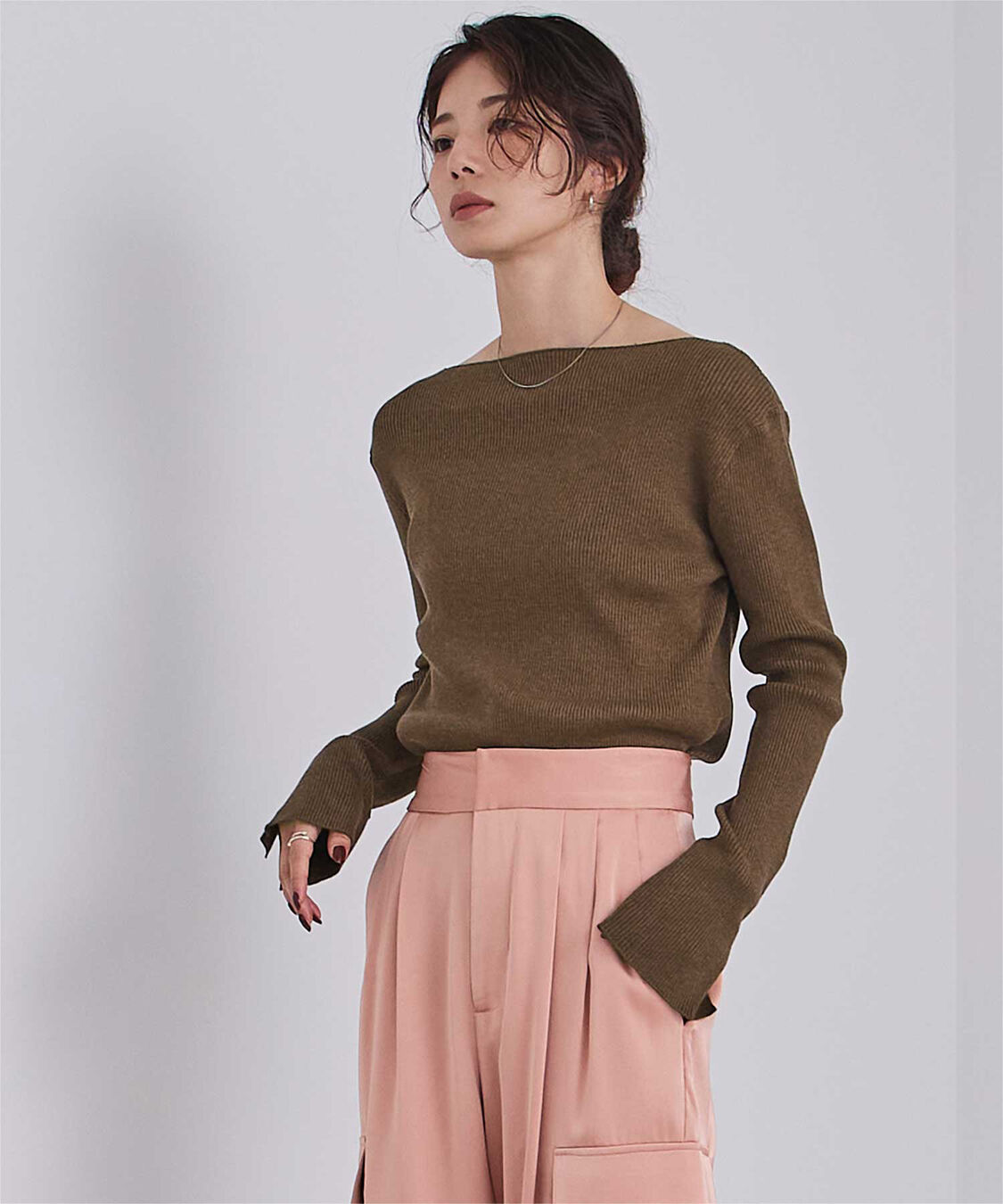 ur's「ボートネックスリットスリーブリブニット」|ニット・セーター|