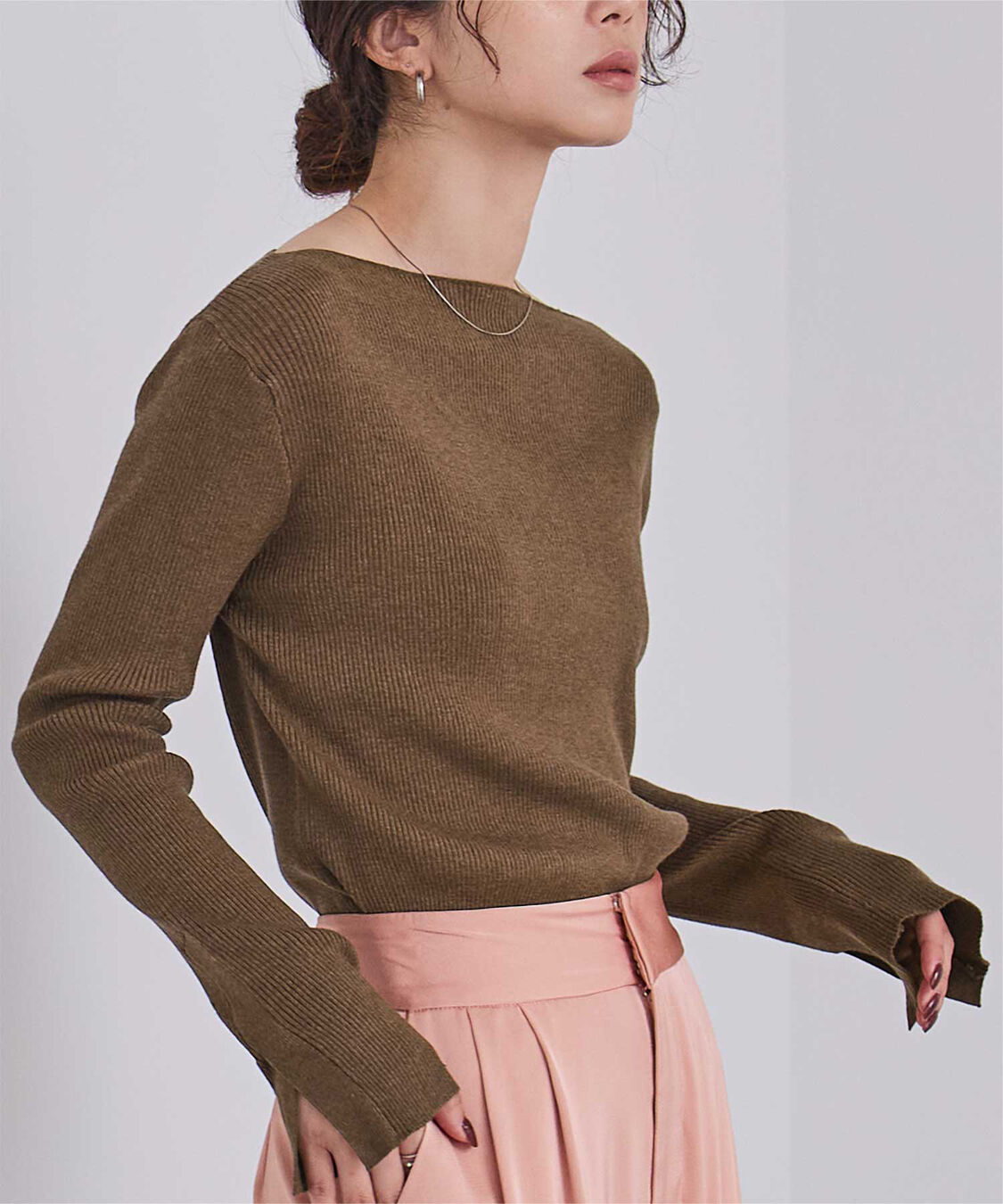 ur's「ボートネックスリットスリーブリブニット」|ニット・セーター|