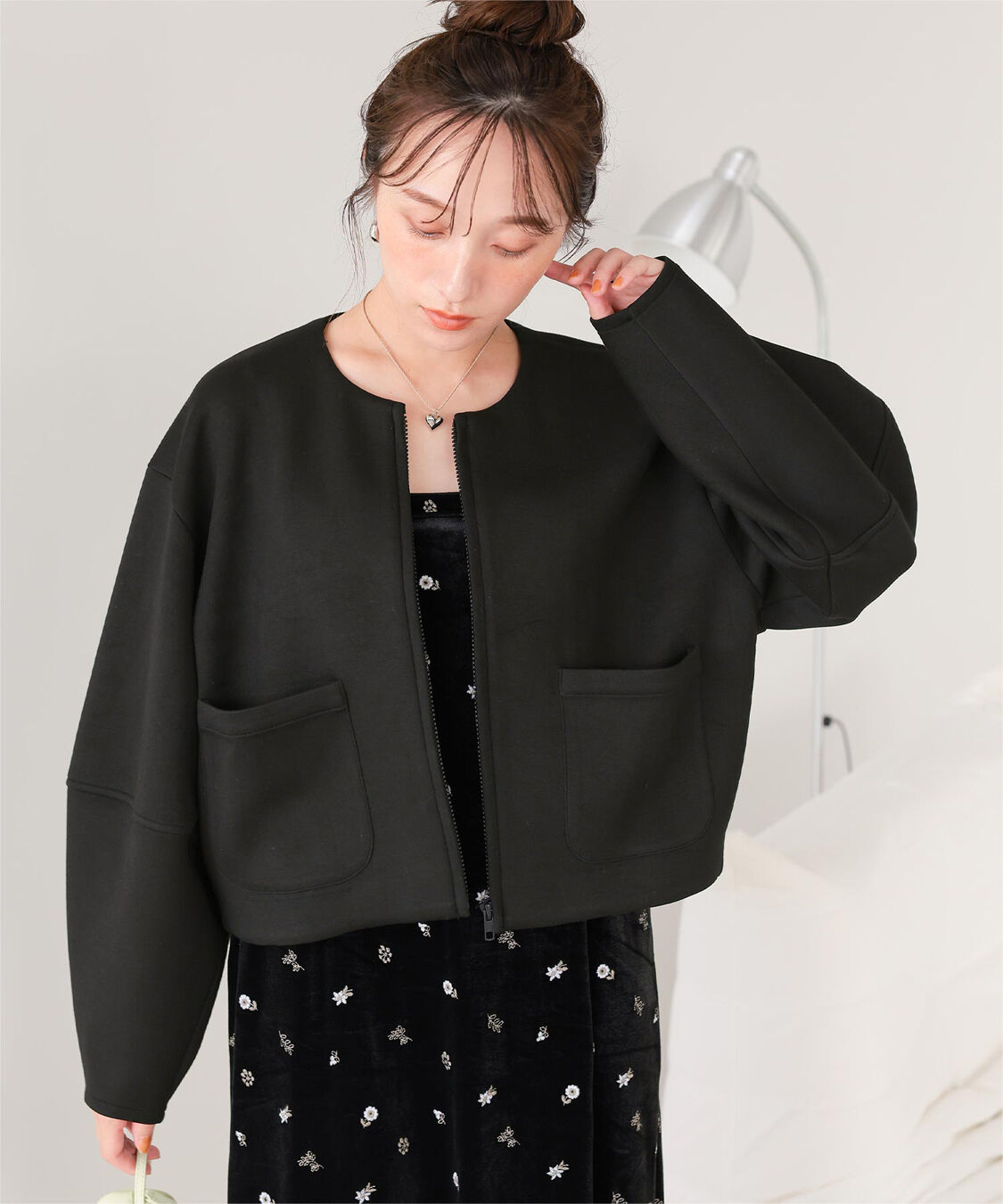 titivate「コクーンスリーブブルゾン」|ブルゾン・スタジャン|ブラック