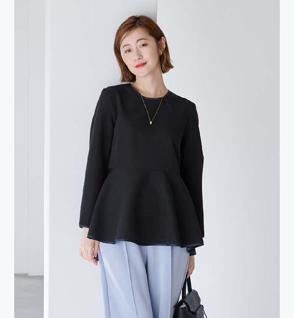 ur's「パイピングペプラムトップス」|Tシャツ・カットソー|ブラック