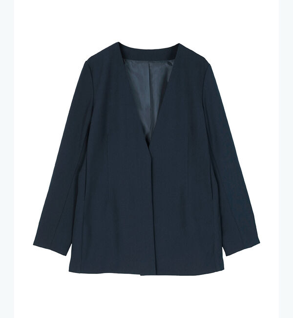 ur's「ベーシックノーカラーVネックジャケット」|ノーカラージャケット|