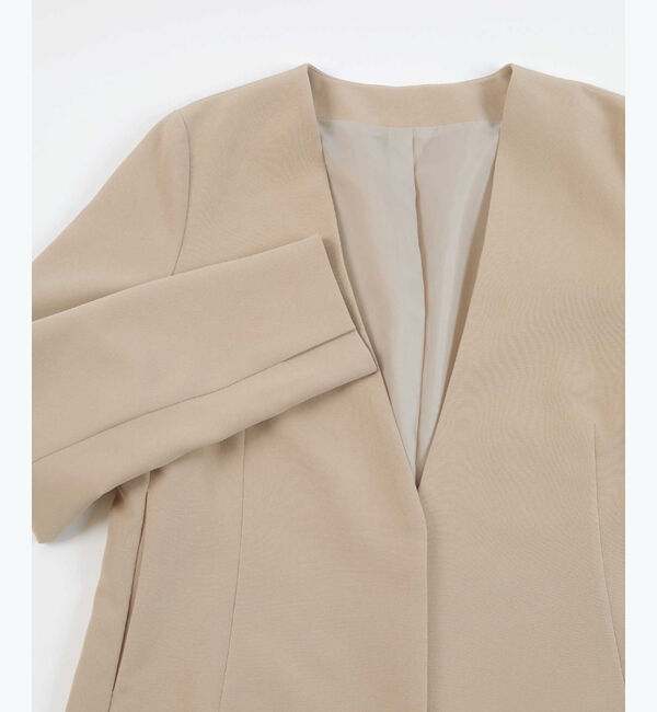 ur's「ベーシックノーカラーVネックジャケット」|ノーカラージャケット|