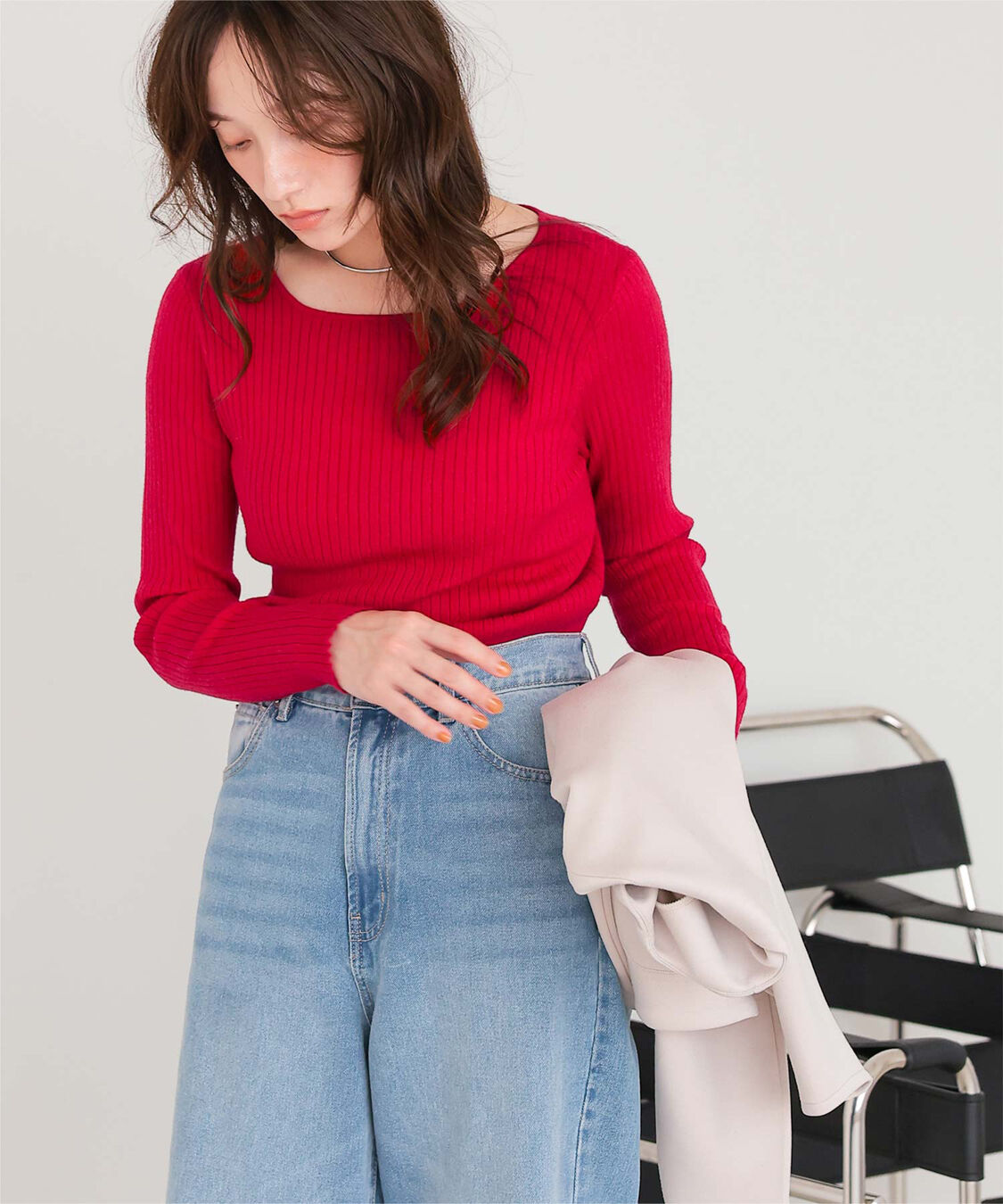 titivate「ボートネックリブ編みニット」|ニット・セーター|