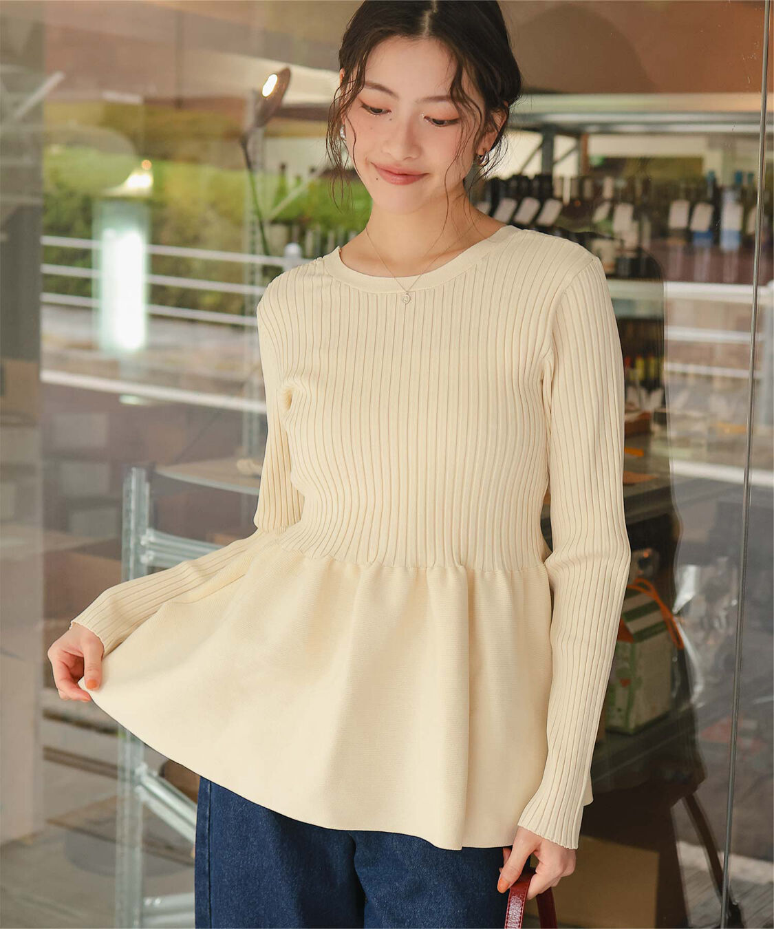 titivate「前後2wayペプラムニットトップス」|ニット・セーター|アイボリー