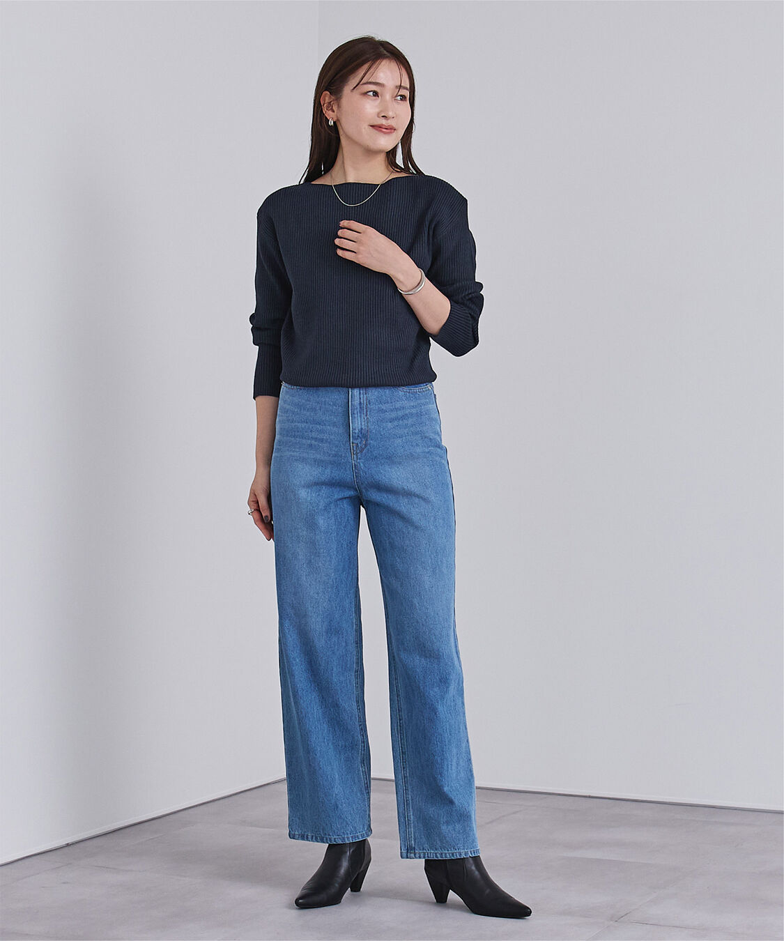 ur's「ボートネックドロップショルダーリブニット」|ニット・セーター|