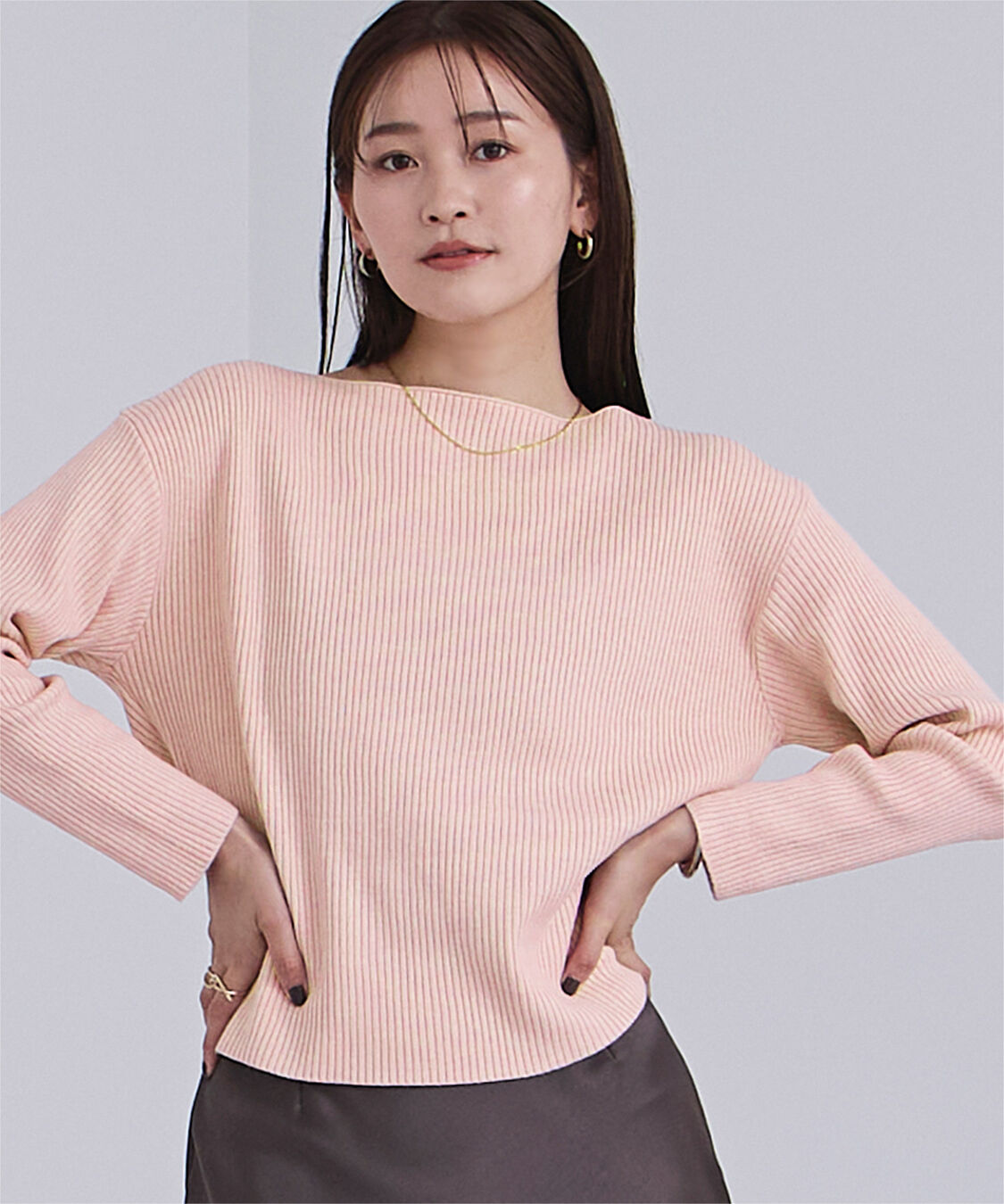 ur's「ボートネックドロップショルダーリブニット」|ニット・セーター|