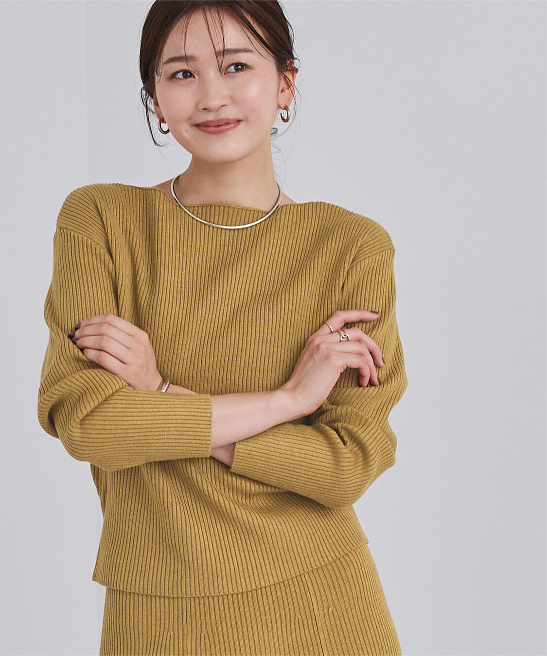 ur's「ボートネックドロップショルダーリブニット」|ニット・セーター|