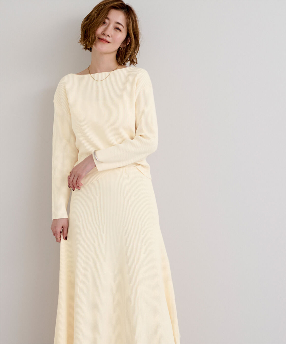 ur's「ボートネックドロップショルダーリブニット」|ニット・セーター|